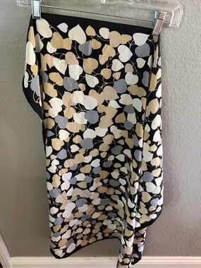 Echo Heart Print Silk Scarf neutral black beige lightweight romantic chic